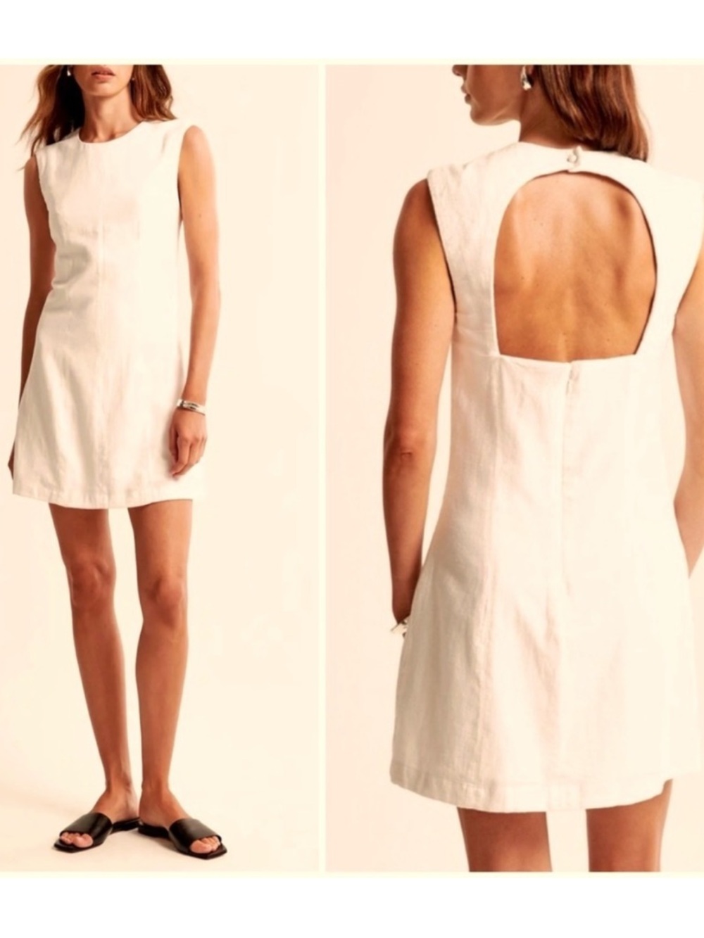 Abercrombie & Fitch Cream Open-Back Sleeveless Mini Dress